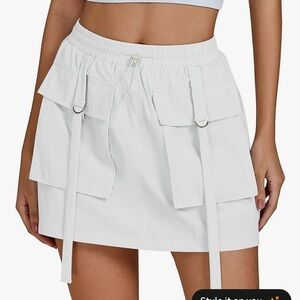 luvamia Skorts for Woman High Waisted Cargo Pocket Elastic medium white nwt
